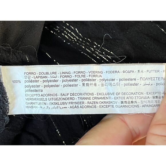 ZARA Black SIlver Metallic Oversized Stripe Maxi Racerback Dress Women's Size XS - Picture 5 of 10